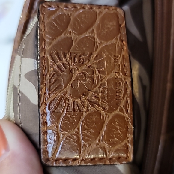 Anne Klein brown reptile pattern purse satchel - Picture 8 of 12